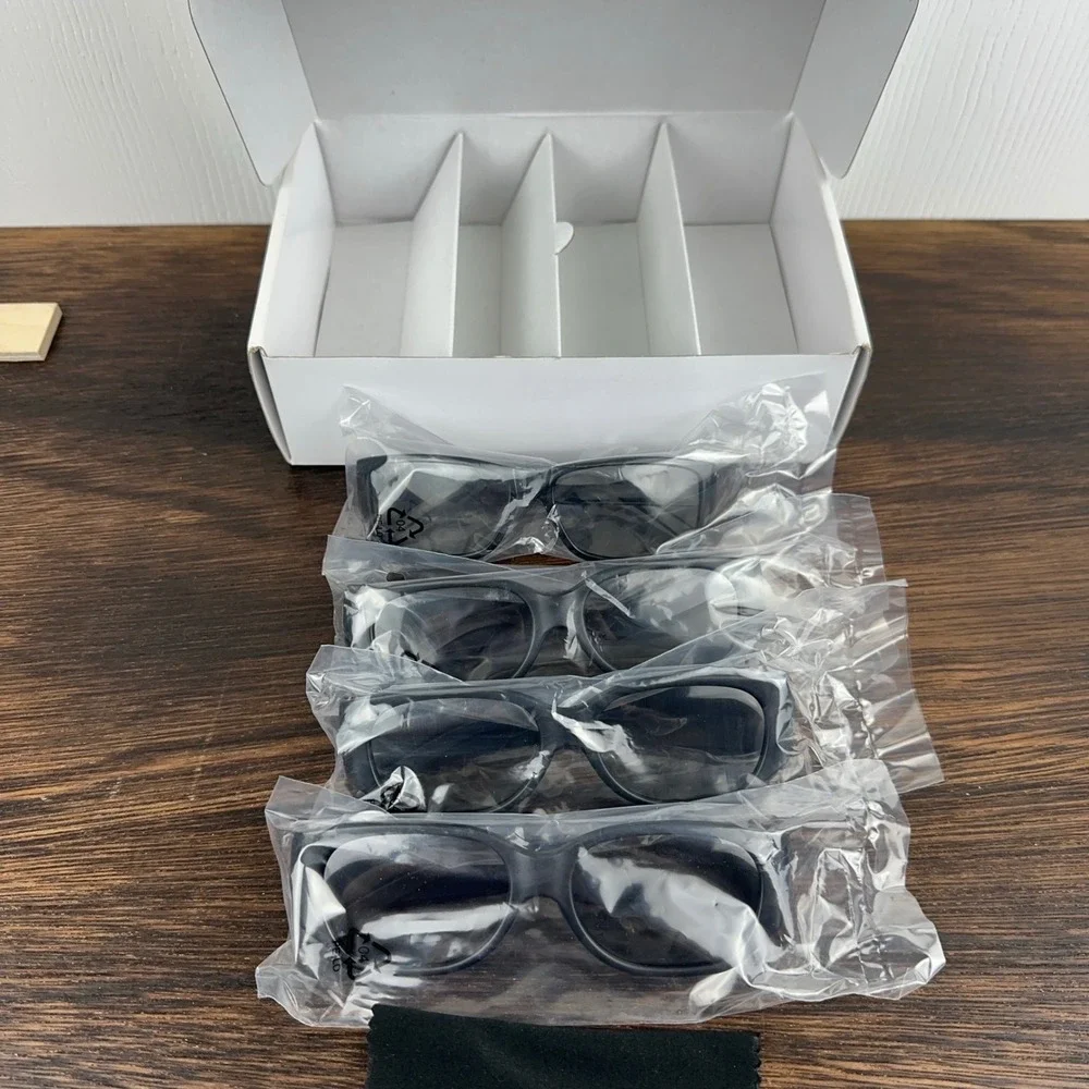 Vizio Theater 3D Glasses 4 Pack Black Passive 3D Eyewear with Cleaning Cloth